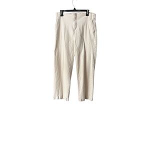 Trenery Cream High Rise Stitch Detail Wide Leg Cotton Pants AU 12